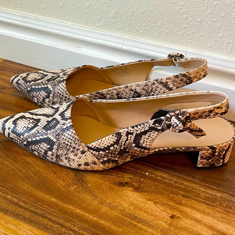 Franco Sarto snakeskin block heels